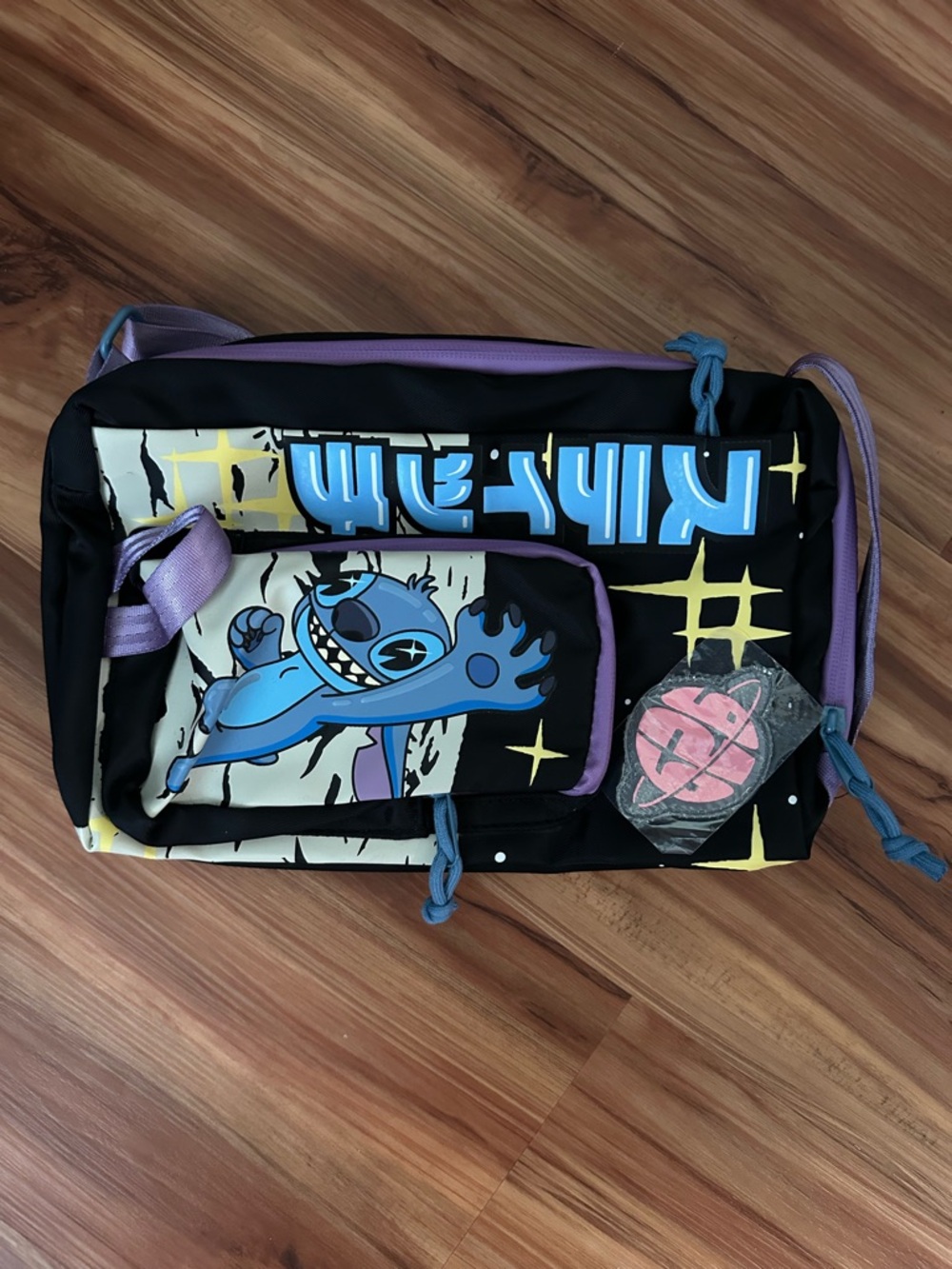 NWT Disney Stitch Graphic Crossbody Sling Bag in Black and Blue